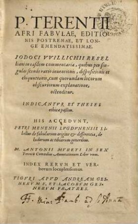 P. Terentii Afri fabvlae : editionis postremae et longe emendatissimae
