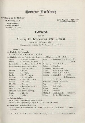 50. Jahrg. Nr. 9., ... den 6. April 1910