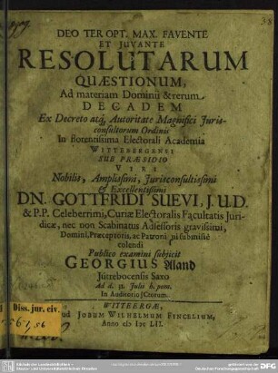 Resolutarum quaestionum, ad materiam dominii et rerum decadem