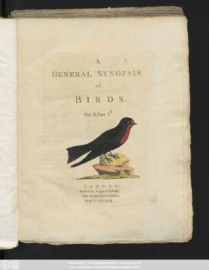 Vol. 2, 1: A General Synopsis of Birds