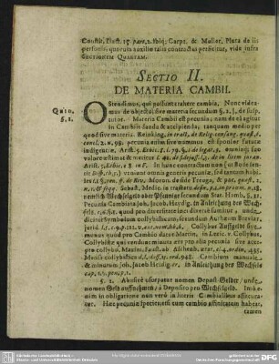 Sectio II. De Materia Cambii