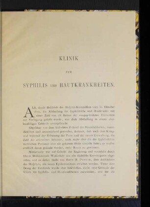 Klinik für Syphilis und Hautkrankheiten.
