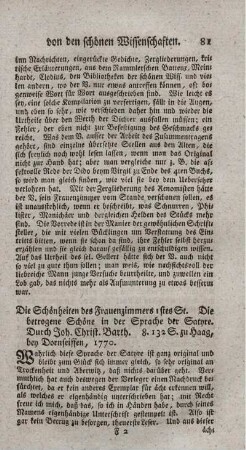 Die Schönheiten des Frauenzimmers. St.1.