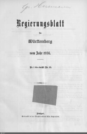 4.1936: Landesregierung, Amtsblatt 1936