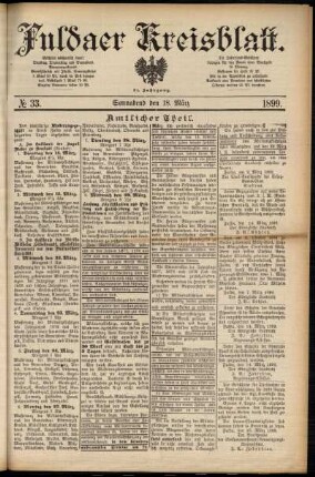Erste Ausgabe vom Samstag, den 18. März 1899.