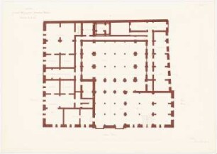 Börse, Breslau 4. Projekt: Grundriss Keller, Maßstabsleiste (Fuß rhl.)