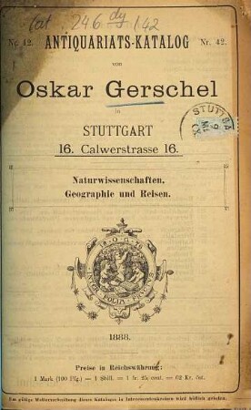 Oskar Gerschel, Buch-Antiquariat, Antiquariats-Katalog : (Bücher-Cataloge), 42