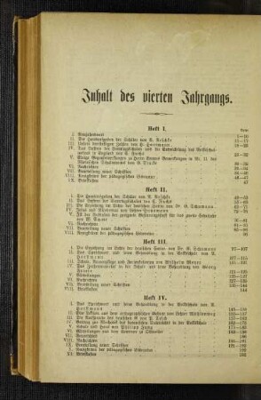 Inhalt des vierten Jahrgangs