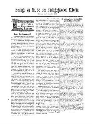 Lehrervereinigung zur Pflege der künstlerischen Bildung : Beilage zu Nr. 36 der Pädagogischen Reform