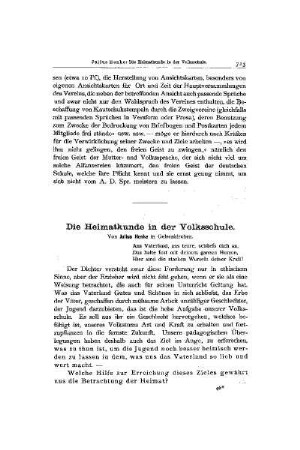 Heimatkunde und Volksschule