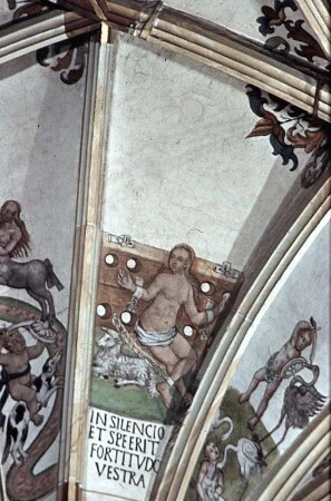 Gewölbeausmalung am 4. Pfeiler der Nordarkade