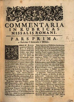 Thesaurus Sacrorum Rituum, Seu Commentaria In Rubricas Missalis, & Breviarii Romani
