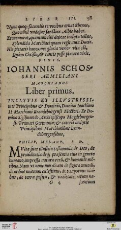 Iohannis Schosseri Aemiliani Marchiados - Liber primus