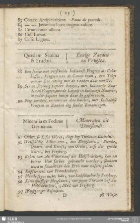 Quaedam Semina & Fructus / Eenige Zaaden en Vrugten