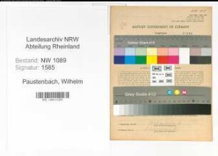 Entnazifizierung Wilhelm Paustenbach , geb. 24.01.1905 (Brandmeister)