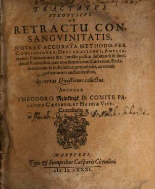 Tractatus synopt. de retractu consanguinitatis