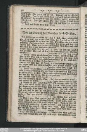 Von der Erlösung des Menschen durch Christum.