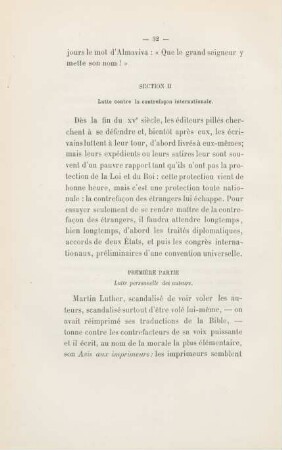 Section II. Lutte contre la contrefacon internationale