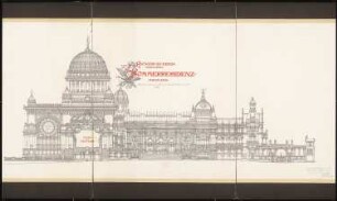 Fürstliche Sommerresidenz Schinkelwettbewerb 1886: Fassade von O. Ansicht 1:125