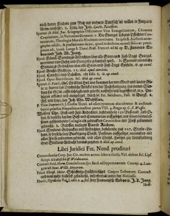Libri Juridici Fut. Nund. prodituri