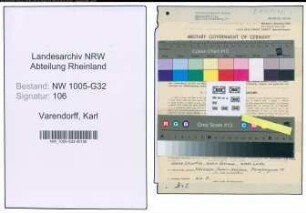 Entnazifizierung Karl Von Varendorff , geb. 26.03.1883 (Reg.Rat)