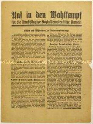 Aufruf der USPD zur Wahl der Nationalversammlung 1919