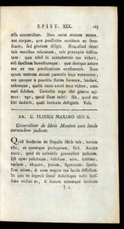 XX. C. Plinius Maximo Suo S.