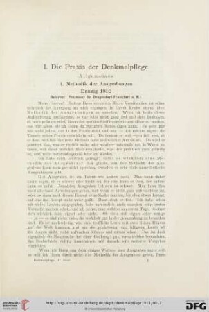 I. Die Praxis der Denkmalpflege