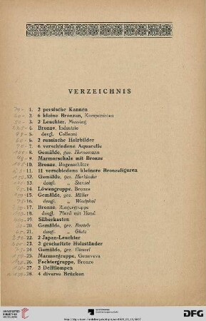 Verzeichnis (Nr. 1-402)