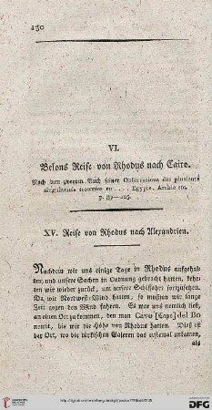 VI: Belons Reise von Rhodus nach Cairo