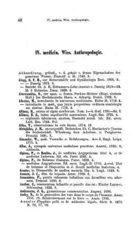 IV. medicin. Wiss. Anthropologie