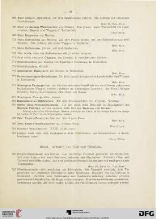 Möbel. Arbeiten aus Holz und Elfenbein (Nr. 586-677)