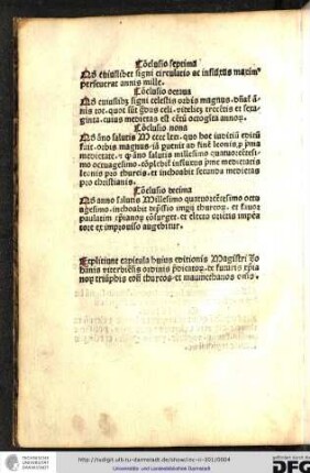 Expliciunt capitula huius editionis magistri Johannis Viterbiensis ordinis Predicatorum de futuris christianorum triumphis contra Thurcos et Maumethanos omnes.