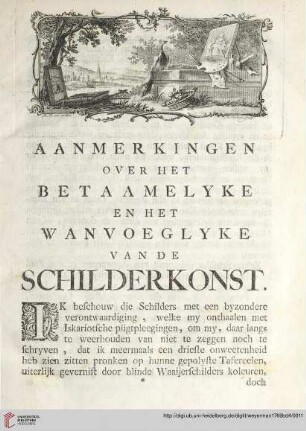 Aanmerkingen over het Betaamelyke en het Wanvoeglyke van de Schilderkonst