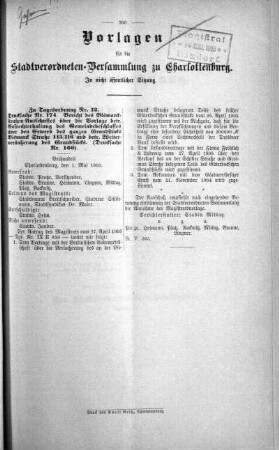 In nicht öffentlicher Sitzung., 03. Mai 1905