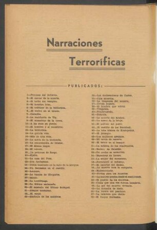 "Narraciones Terroríficas" publicados