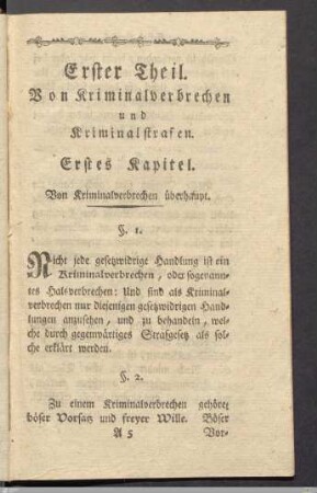 Erster Theil. Erstes Kapitel.