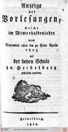 Wintersemester 1802/1803
