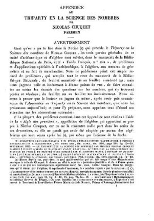 Appendice au Triparty en la science des nombres.