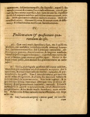 IV. Problematum & quaestionum quarundam decisio.