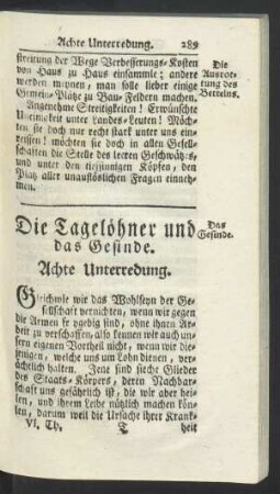 Achte Unterredung. Die Tagelöhner und das Gesinde.