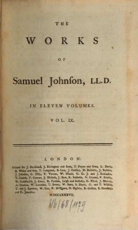 The Works Of Samuel Johnson, LL. D. : Together With His Life, And Notes On His Life Of The Poets, 9