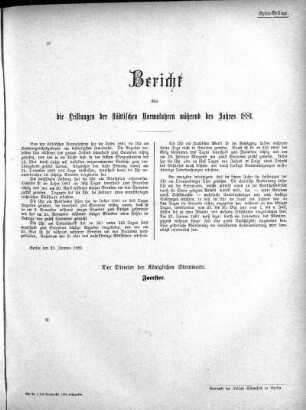 1881: Bericht über die Leistungen der städtischen Normaluhren während des Jahres ...