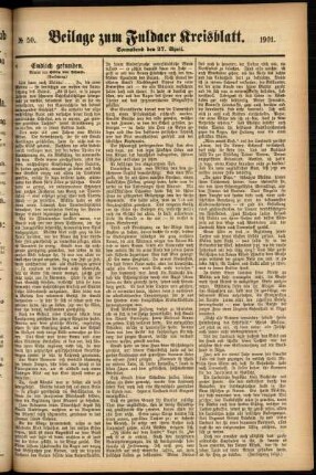 Zweite Ausgabe vom Samstag, den 27. April 1901.