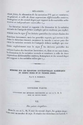Mémoire sur les Équations Différemtielles Algébriques du second ordre et du premier degré