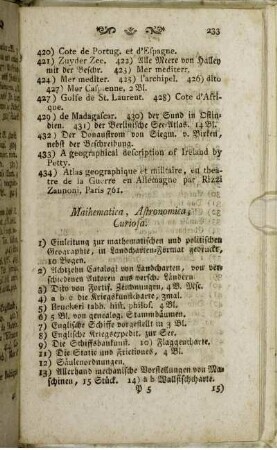 Mathematica, Astronomica, Curiosa