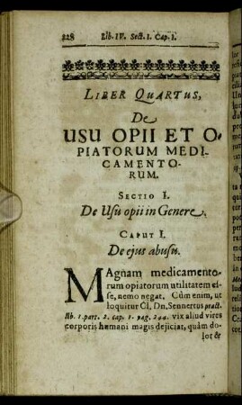 Sectio I. De Usu opii in Genere.