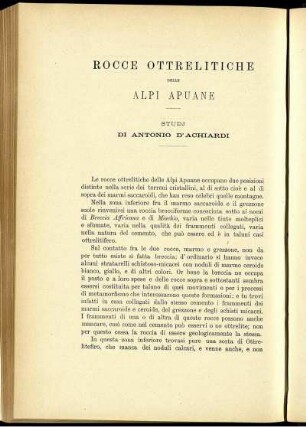 Rocce Ottrelitiche Delle Alpi Apuane