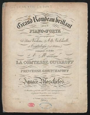 Grand Rondeau brillant pour le Piano-Forte avec accompagnement de deux Violons, Alto, Violoncelle, et Contrebasse (ad libitum) Oeuvre 43