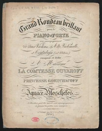 Grand Rondeau brillant pour le Piano-Forte avec accompagnement de deux Violons, Alto, Violoncelle, et Contrebasse (ad libitum) Oeuvre 43